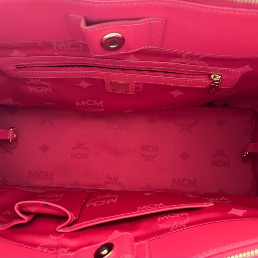 MCM Vibrant Pink Shoulder Bag with Gold Accents with COA - Picture 12 of 16